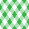 Green argyle seamless pattern bavkground. Irish or St. Patrick theme. Diamond shapes with dashed lines. Simple flat