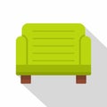 Green armchair icon, flat style Royalty Free Stock Photo
