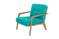 Green fabric and wood armchair modern designer Royalty Free Stock Photo