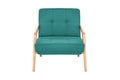 Green fabric and wood armchair modern designer Royalty Free Stock Photo