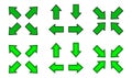Green arrow and diagonal arrow sign for map, arrow button for graphic game, arrow for direction