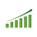 Green arrow graph. Business success. Growth stock diagram financial graph. Vector illustration. Stock image. Royalty Free Stock Photo