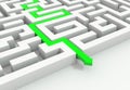 Green arrow leads through a maze