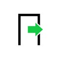 Green Arrow Logout Exit icon. Door with arrow exit logout symbol. Vector EPS10