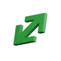 Green arrow pointing diagonally up and down on a white isolated background Royalty Free Stock Photo
