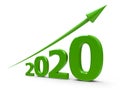 Green arrow up with 2020 Royalty Free Stock Photo