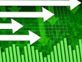 Green Arrows Background Shows Direction Towards Right Royalty Free Stock Photo