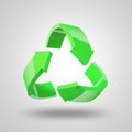 Green, arrows and icon for recycling, ecology or sustainability to save the planet against a white studio background