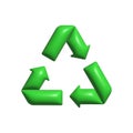 Green Arrows Recycle 3d vector icon. Recycling, green, 3D, arrows, icon, environment, eco, renewable, ecological Royalty Free Stock Photo