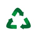 Green arrows recycle eco symbol. Green color. Recycled sign. Cycle recycled icon. Royalty Free Stock Photo