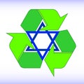 Green arrows recycle eco symbol illustration. Recycled sign. Cycle recycled icon. Recycled materials symbol. Star of David