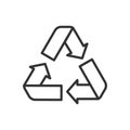 Green Arrows Recycle, in line design. Green, arrows, recycle, environmental, eco-friendly, sustainability on white Royalty Free Stock Photo
