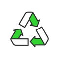 Green Arrows Recycle, in line design, green. Green, arrows, recycle, environmental, eco-friendly, sustainability on Royalty Free Stock Photo