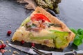 Green asparagi Tart with eggs and tomato Royalty Free Stock Photo