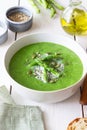 Green asparagus cream soup. Healthy eating. Vegetarian food. Diet Royalty Free Stock Photo