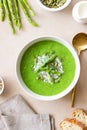 Green asparagus cream soup. Healthy eating. Vegetarian food. Diet Royalty Free Stock Photo