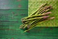 Green asparagus fresh on wood table