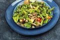 Green asparagus and mushroom salad Royalty Free Stock Photo