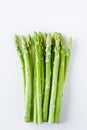 Green asparagus. White background, top view, space for text. Royalty Free Stock Photo