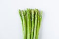 Green asparagus. White background, top view, space for text. Royalty Free Stock Photo