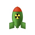 Atomic Bomb with Radiation Sign. Nuclear Rocket.