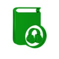 Green Audio book icon isolated on transparent background. Book with headphones. Audio guide sign. Online learning