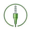 Green audio jack plug connector in a circular frame illustration Royalty Free Stock Photo