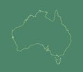 A green Australia map with single border line on dark background