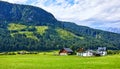 Green Austrian village in Alps Royalty Free Stock Photo