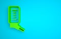 Green Automatic drinker for small pets icon isolated on blue background. Minimalism concept. 3D render illustration