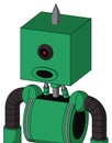 Green Automaton With Box Head And Round Mouth And Black Cyclops Eye And Spike Tip