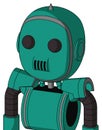 Green Automaton With Bubble Head And Speakers Mouth And Two Eyes And Spike Tip