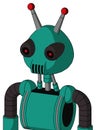 Green Automaton With Rounded Head And Speakers Mouth And Black Glowing Red Eyes And Double Led Antenna Royalty Free Stock Photo