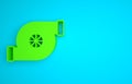 Green Automotive turbocharger icon isolated on blue background. Vehicle performance turbo. Turbo compressor induction