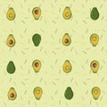 Green avacado pattern on yellow background