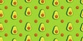 Green avocado pattern. Cute avocado. Seamless pattern.