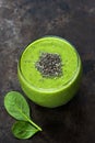 Green avocado, spinach and grape smoothie with chia seeds - heal Royalty Free Stock Photo