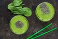 Green avocado, spinach and grape smoothie with chia seeds Royalty Free Stock Photo