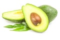 Green avocado on a white background. Clipping path