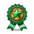 a green award ribbon with a star on it Royalty Free Stock Photo