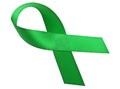 Green awareness ribbon isolated on a white background