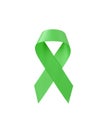 Green awareness ribbon isolated on white background
