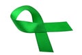 Green awareness ribbon isolated on a white background