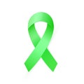 Green Awareness ribbon for Organ Transplant and Donation Awareness, Scoliosis, Mental health symbol.