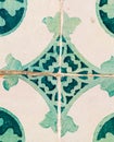 Green azulejos, old tiles in the Old Town of Lisbon, Portugal Royalty Free Stock Photo