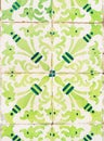 Green azulejos, old tiles in the Old Town of Lisbon, Portugal Royalty Free Stock Photo