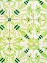 Green azulejos, old tiles in the Old Town of Lisbon, Portugal Royalty Free Stock Photo