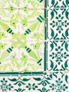 Green azulejos, old tiles in the Old Town of Lisbon, Portugal Royalty Free Stock Photo