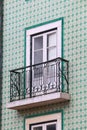 Green azulejos tiles in Lisbon, Portugal Royalty Free Stock Photo