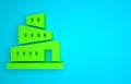 Green Babel tower bible story icon isolated on blue background. Minimalism concept. 3D render illustration Royalty Free Stock Photo